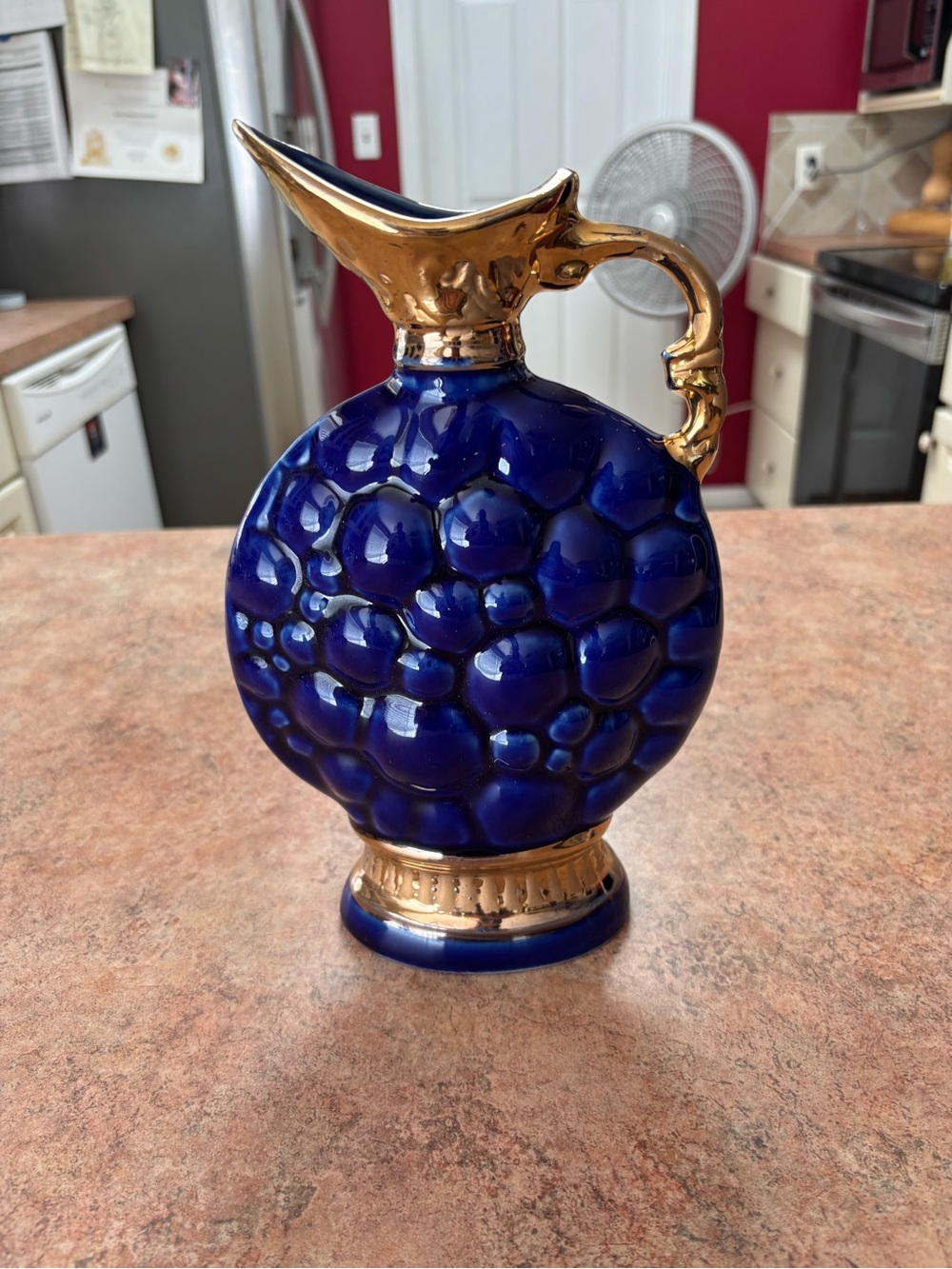 Cobalt Blue Ceramic Pitcher with Gold Accents - Regal China